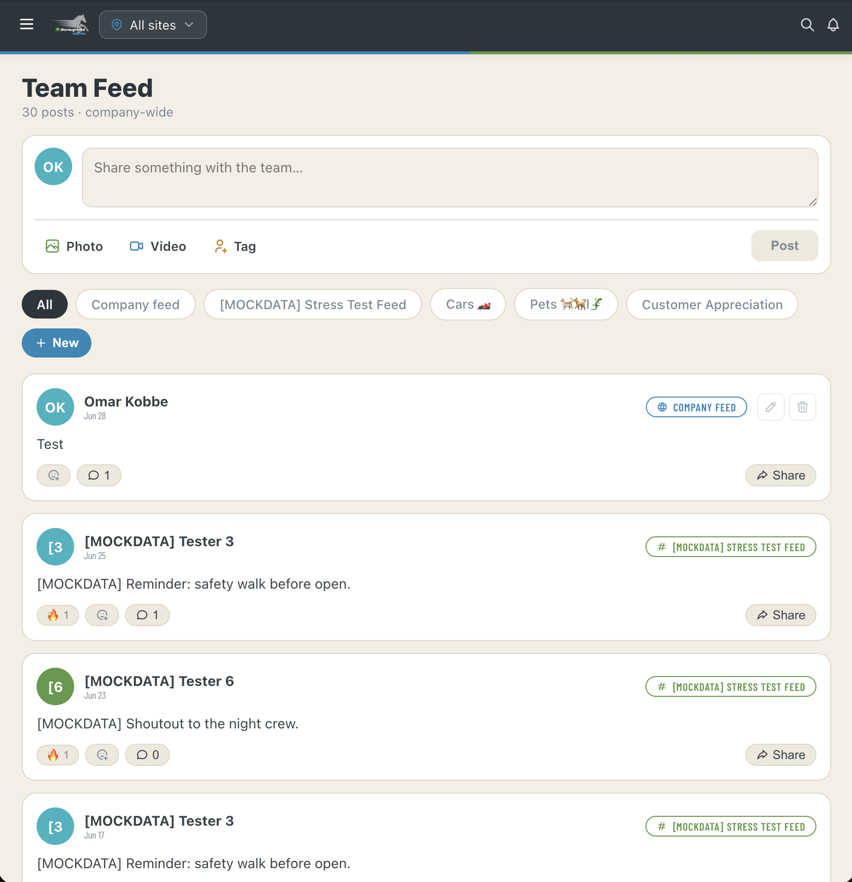 Company feed and team communication
